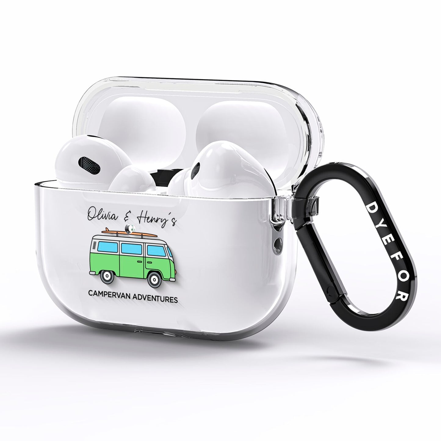 Green Bespoke Campervan Adventures AirPods Pro Clear Case Side Image
