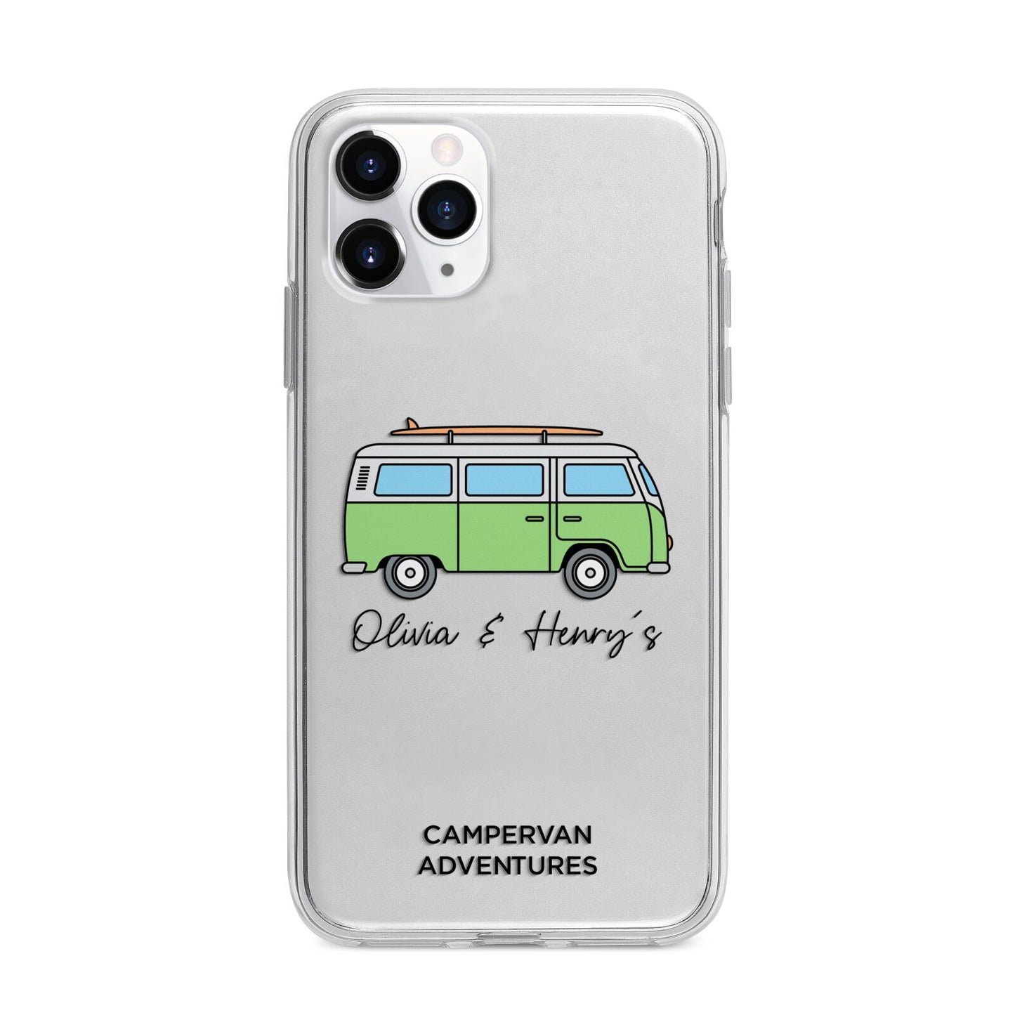 Green Bespoke Campervan Adventures Apple iPhone 11 Pro in Silver with Bumper Case