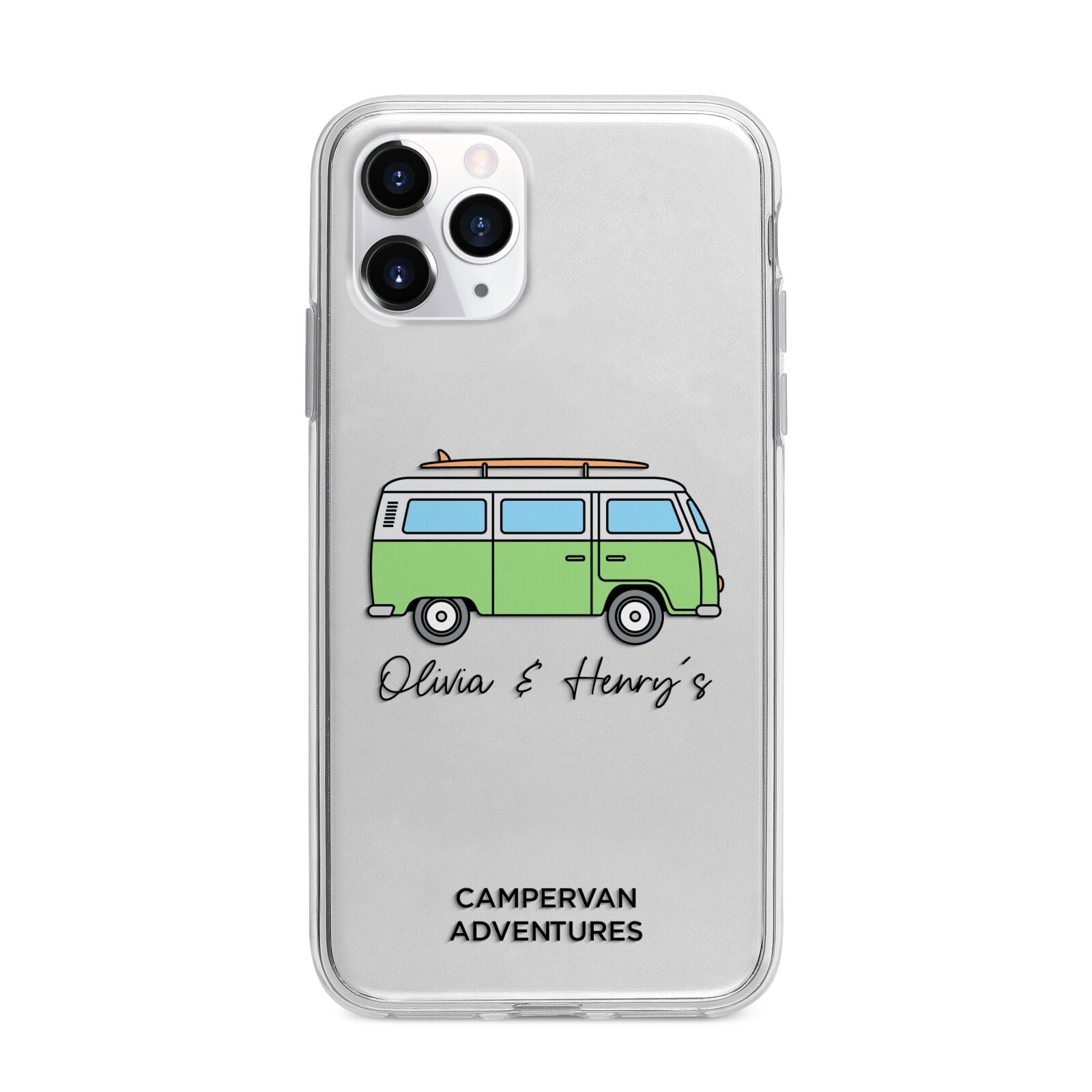 Green Bespoke Campervan Adventures Apple iPhone 11 Pro in Silver with Bumper Case