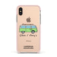Green Bespoke Campervan Adventures Apple iPhone Xs Impact Case Pink Edge on Gold Phone
