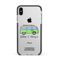 Green Bespoke Campervan Adventures Apple iPhone Xs Max Impact Case Black Edge on Silver Phone