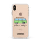 Green Bespoke Campervan Adventures Apple iPhone Xs Max Impact Case White Edge on Gold Phone