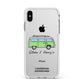 Green Bespoke Campervan Adventures Apple iPhone Xs Max Impact Case White Edge on Silver Phone
