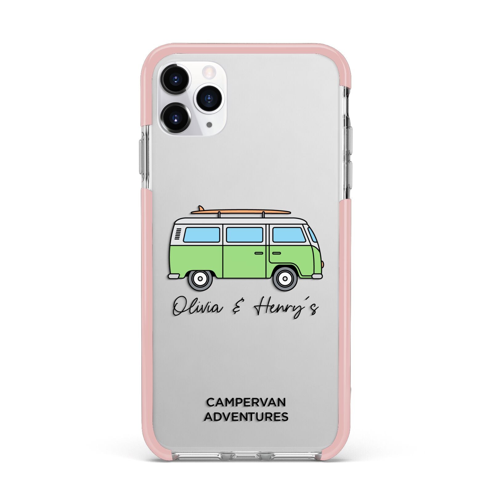 Green Bespoke Campervan Adventures iPhone 11 Pro Max Impact Pink Edge Case