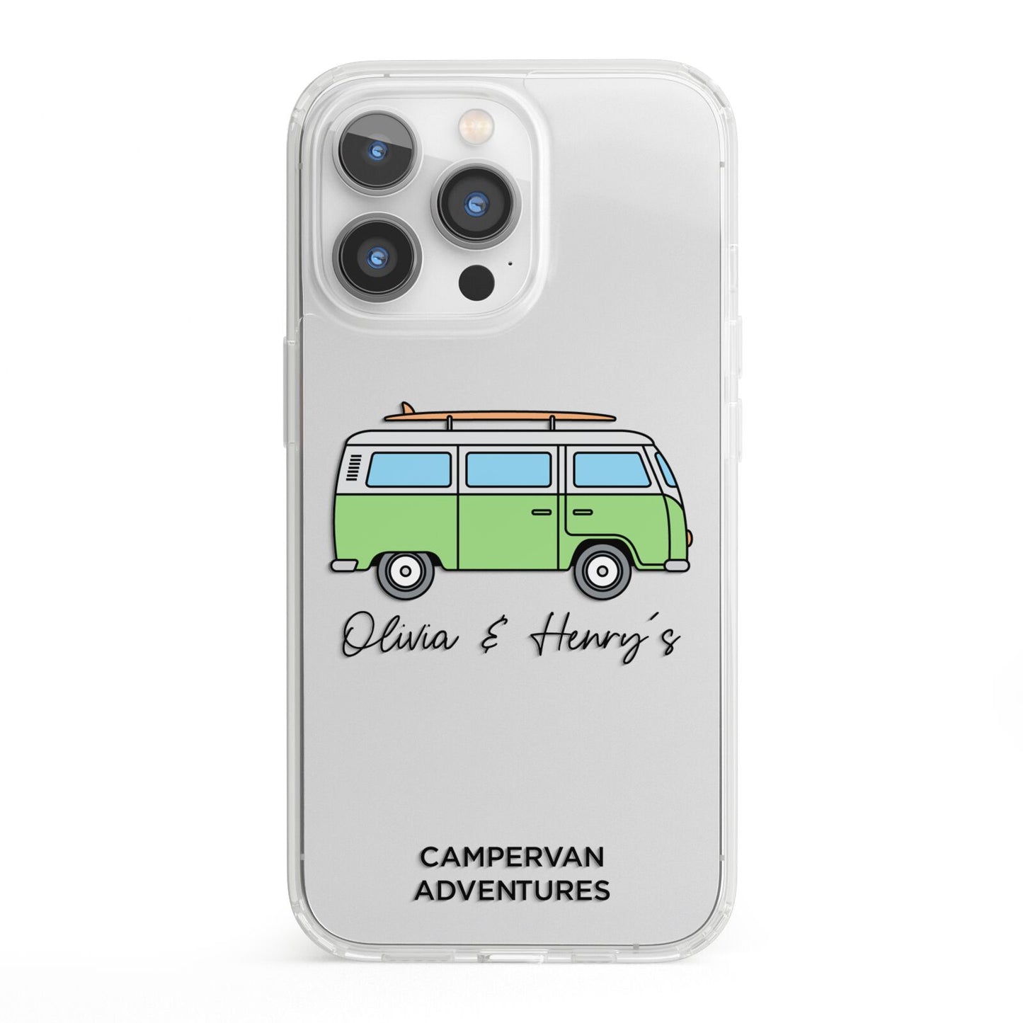 Green Bespoke Campervan Adventures iPhone 13 Pro Clear Bumper Case