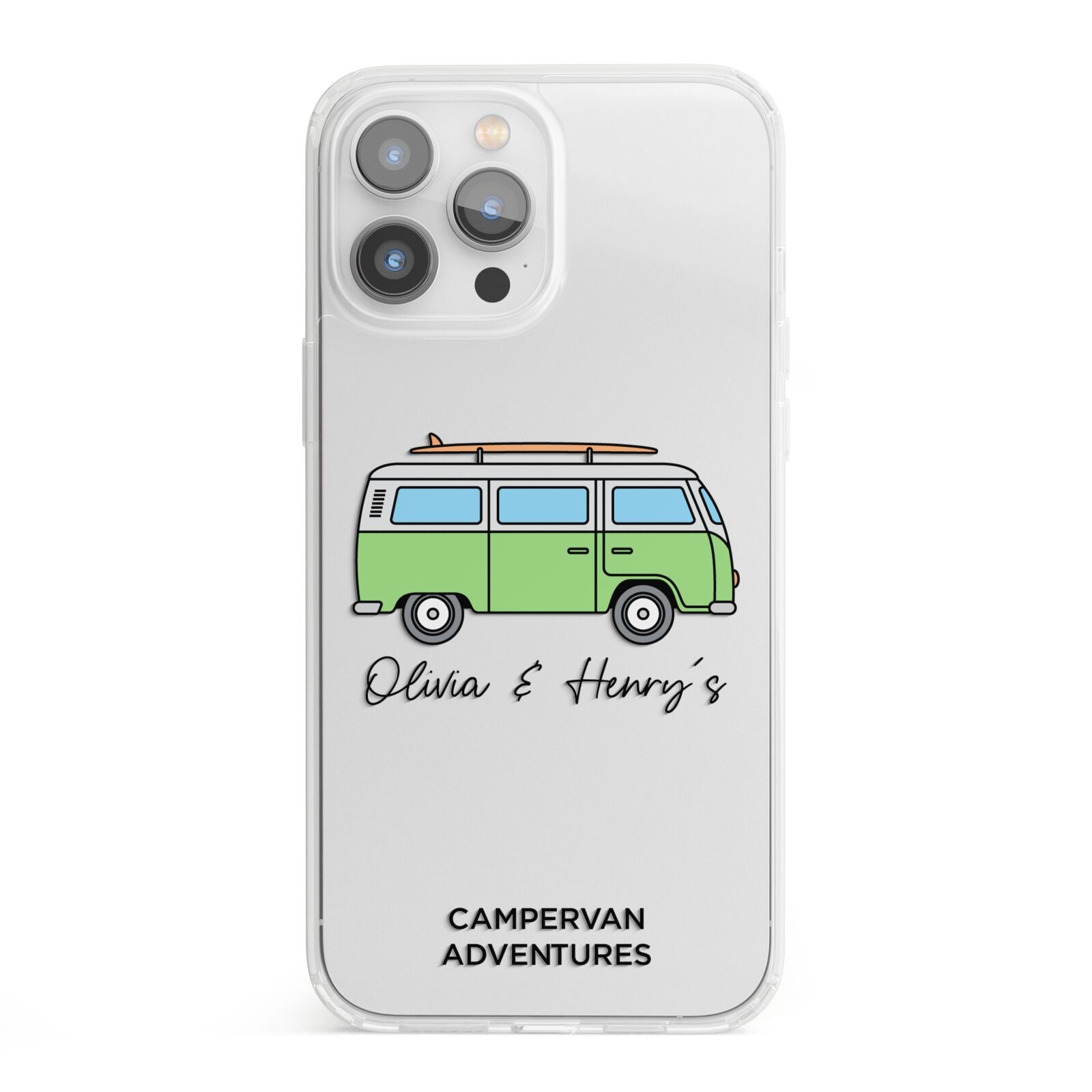 Green Bespoke Campervan Adventures iPhone 13 Pro Max Clear Bumper Case