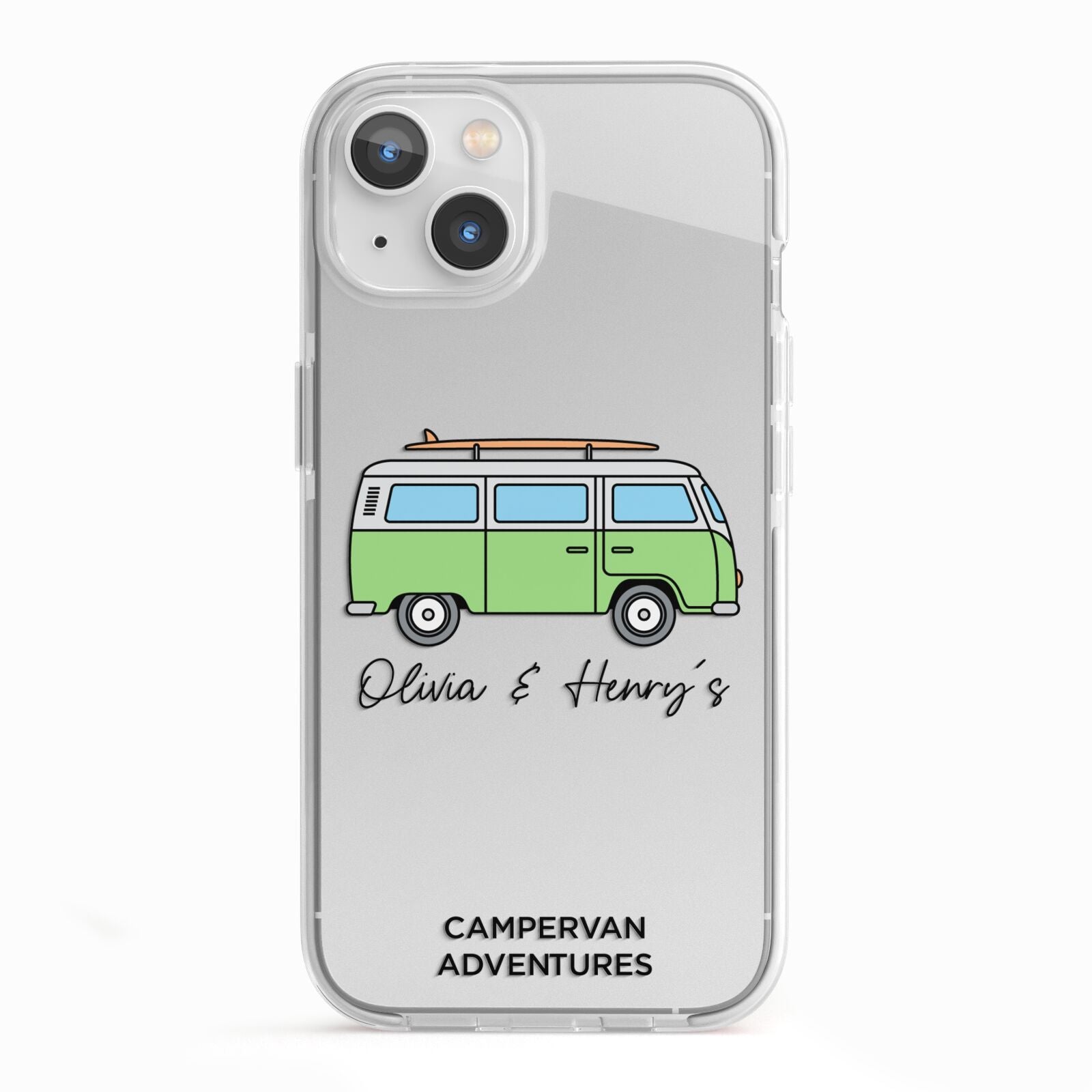 Green Bespoke Campervan Adventures iPhone 13 TPU Impact Case with White Edges
