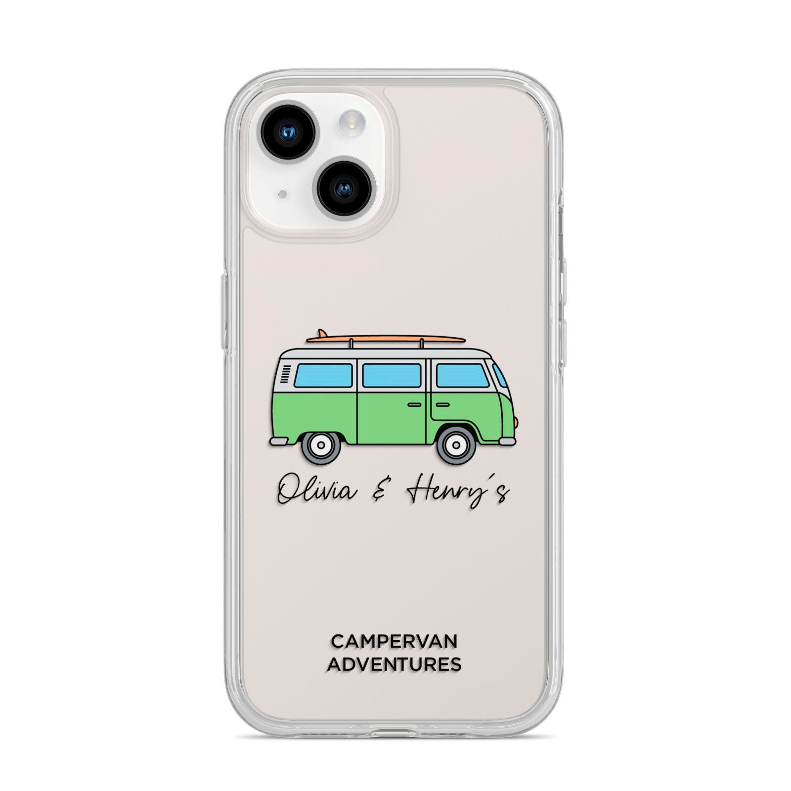 Green Bespoke Campervan Adventures iPhone 14 Clear Tough Case Starlight