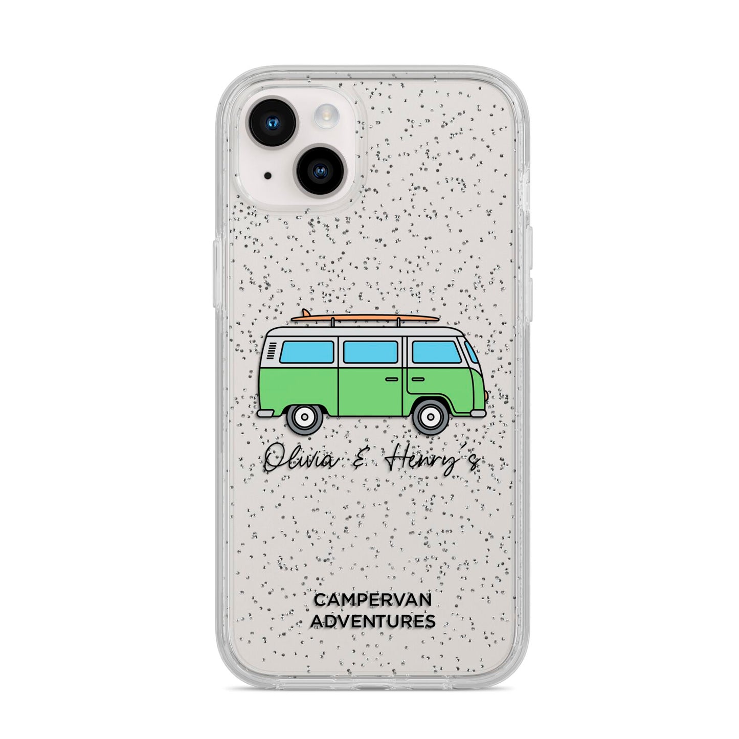 Green Bespoke Campervan Adventures iPhone 14 Plus Glitter Tough Case Starlight