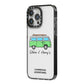 Green Bespoke Campervan Adventures iPhone 14 Pro Max Black Impact Case Side Angle on Silver phone