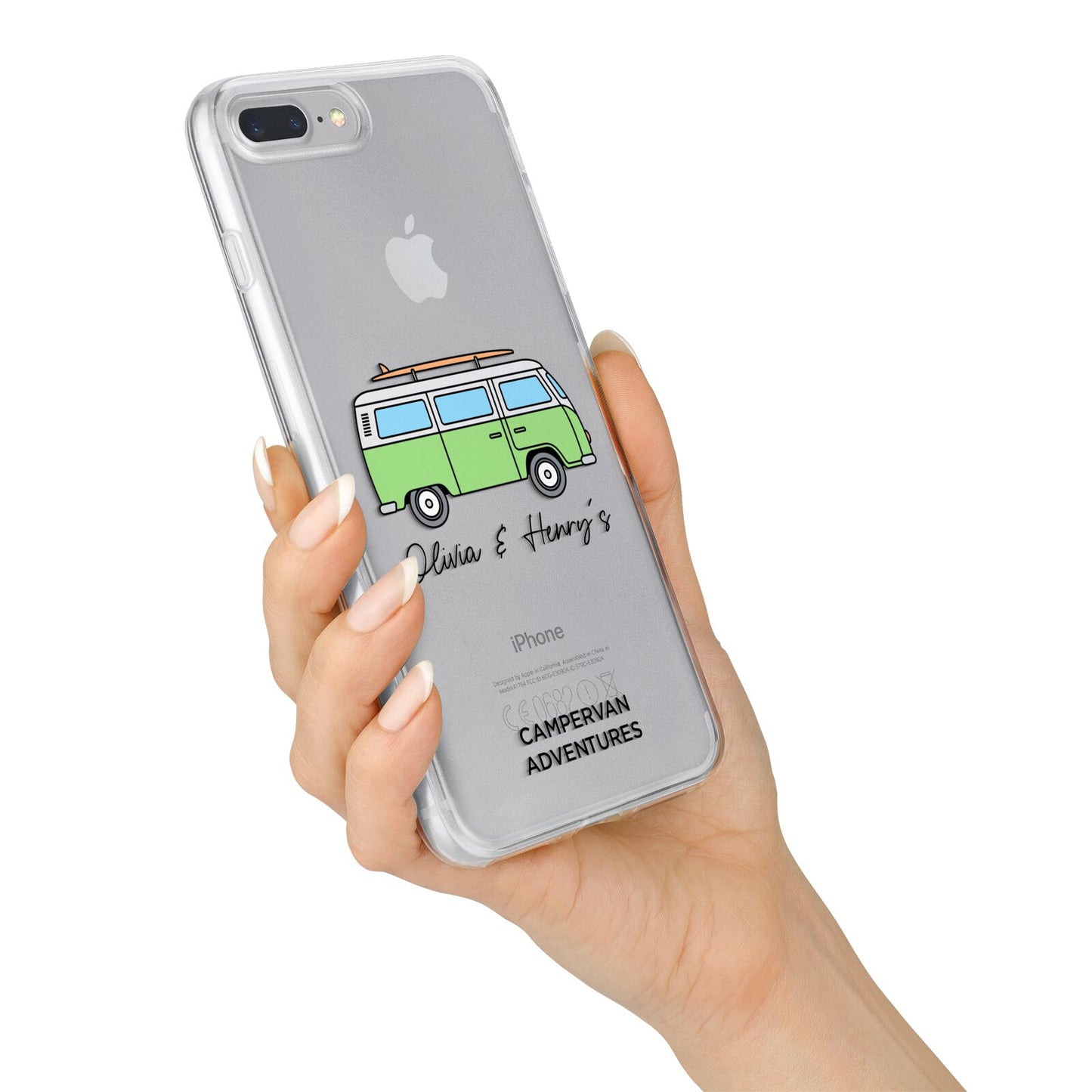 Green Bespoke Campervan Adventures iPhone 7 Plus Bumper Case on Silver iPhone Alternative Image