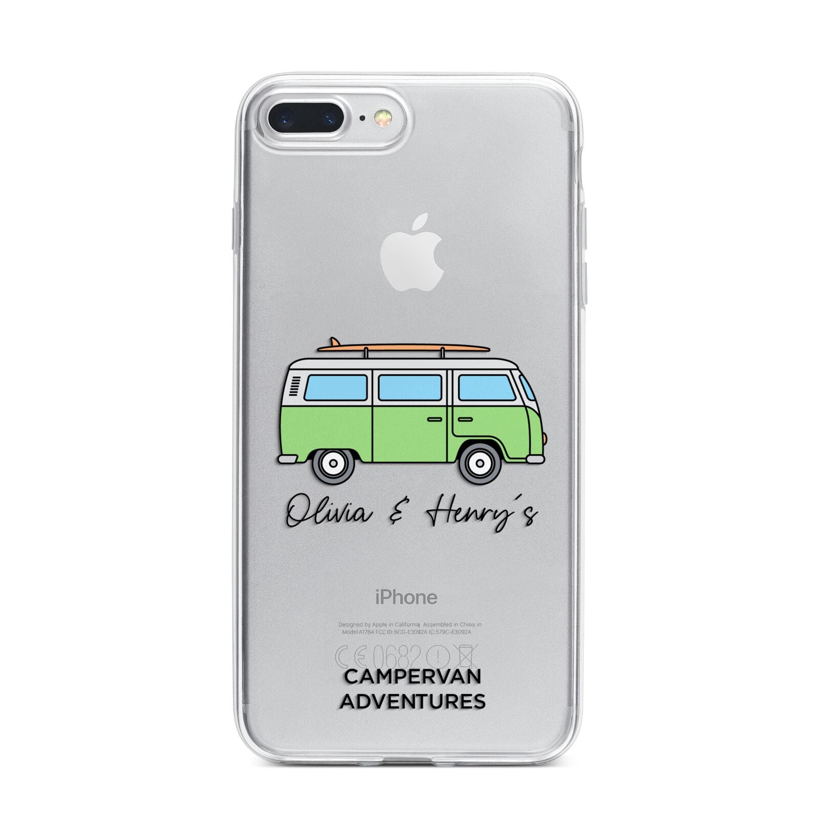 Green Bespoke Campervan Adventures iPhone 7 Plus Bumper Case on Silver iPhone