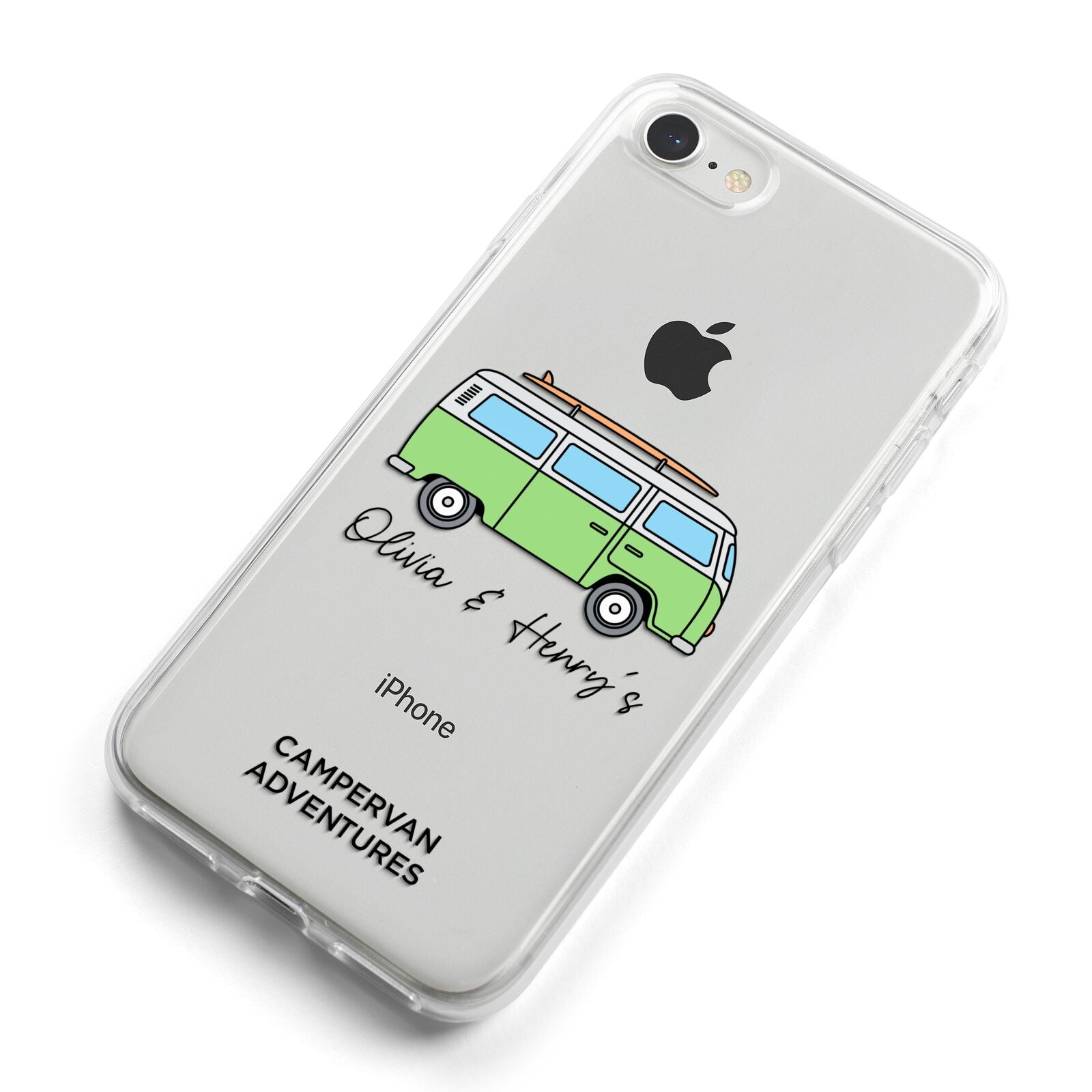 Green Bespoke Campervan Adventures iPhone 8 Bumper Case on Silver iPhone Alternative Image