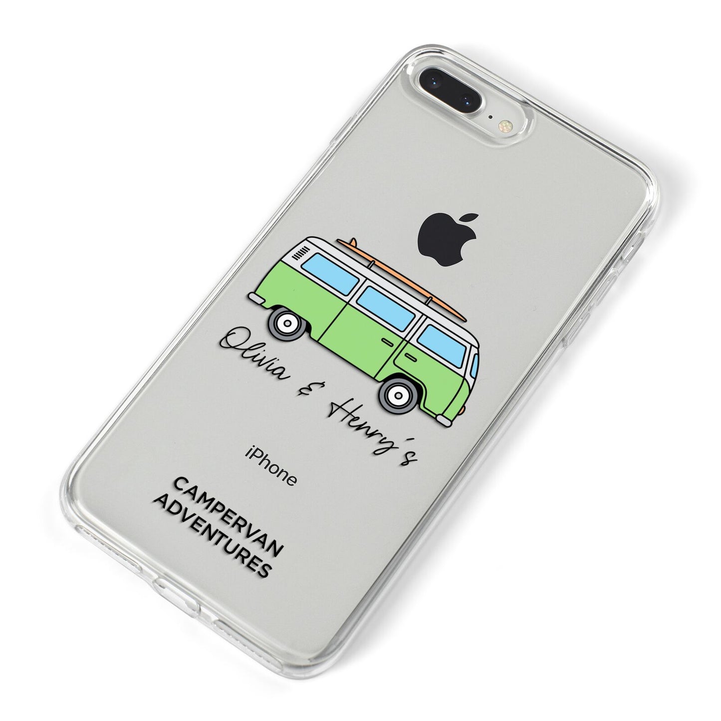 Green Bespoke Campervan Adventures iPhone 8 Plus Bumper Case on Silver iPhone Alternative Image
