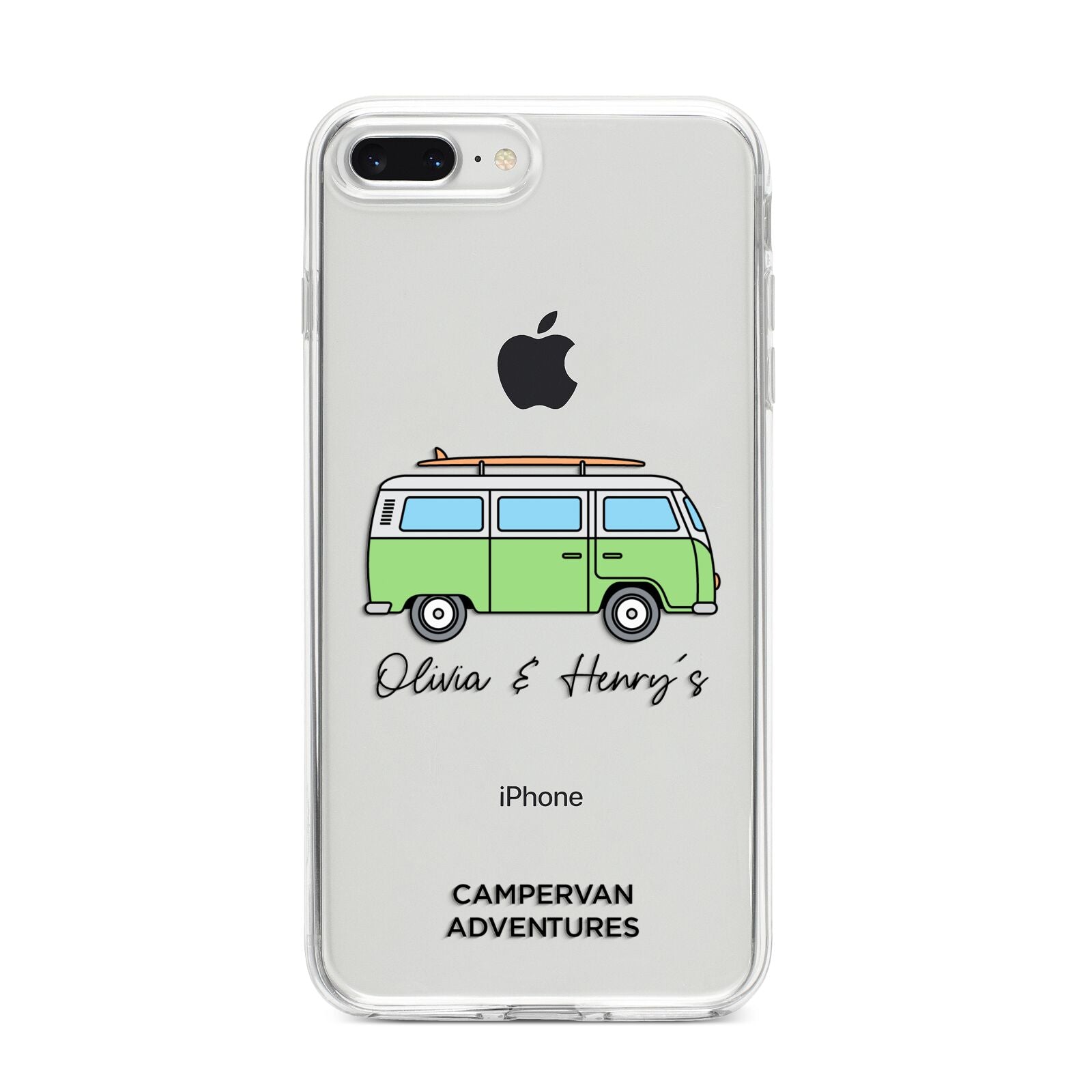 Green Bespoke Campervan Adventures iPhone 8 Plus Bumper Case on Silver iPhone