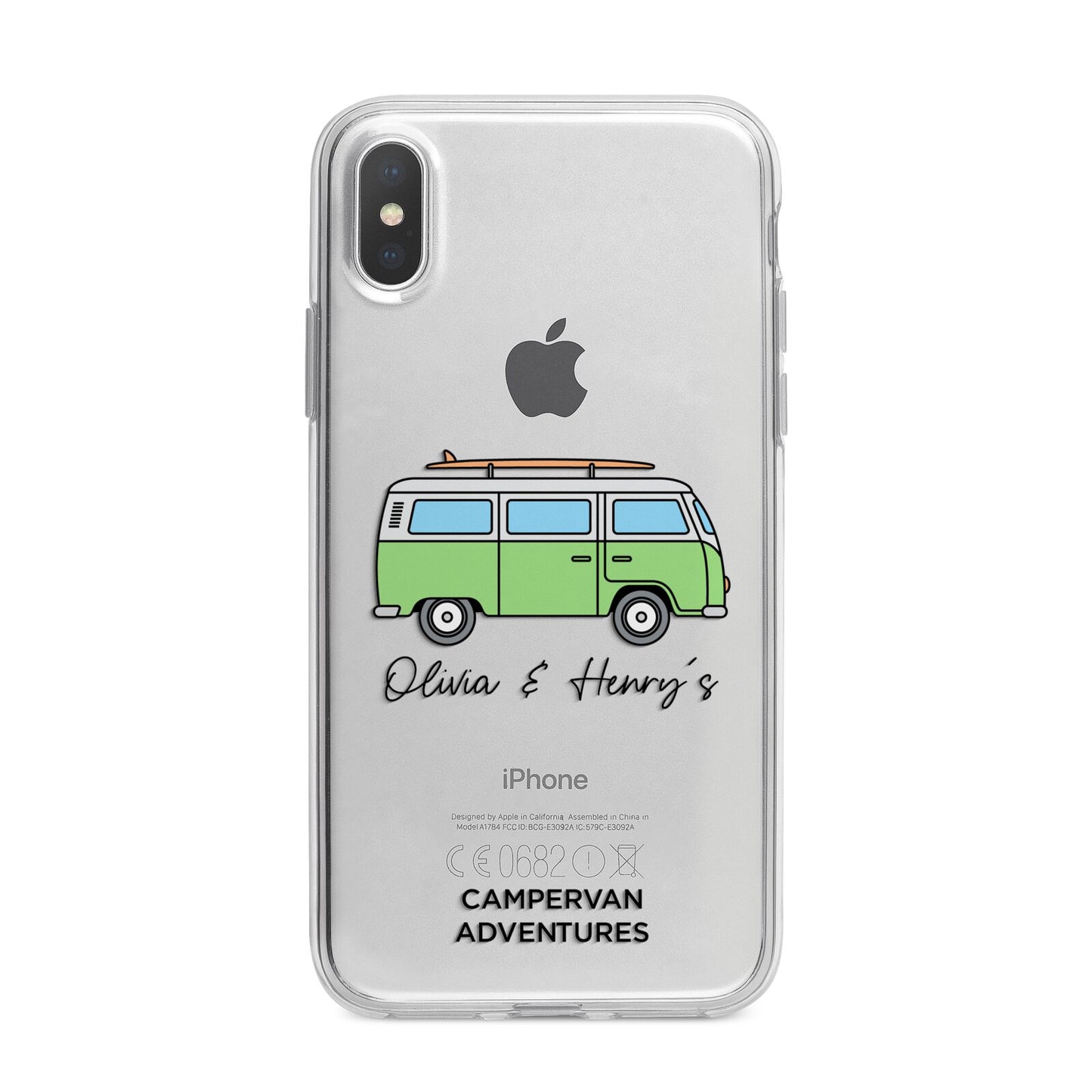 Green Bespoke Campervan Adventures iPhone X Bumper Case on Silver iPhone Alternative Image 1