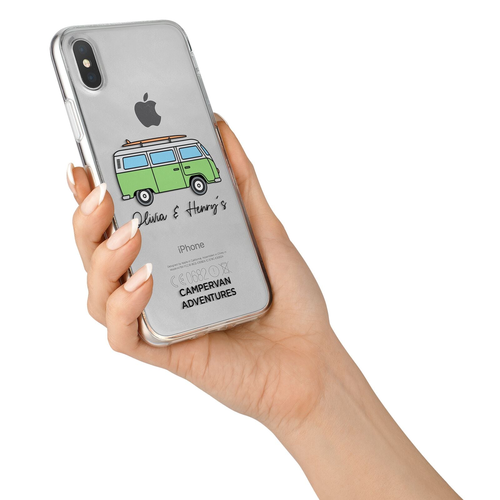 Green Bespoke Campervan Adventures iPhone X Bumper Case on Silver iPhone Alternative Image 2