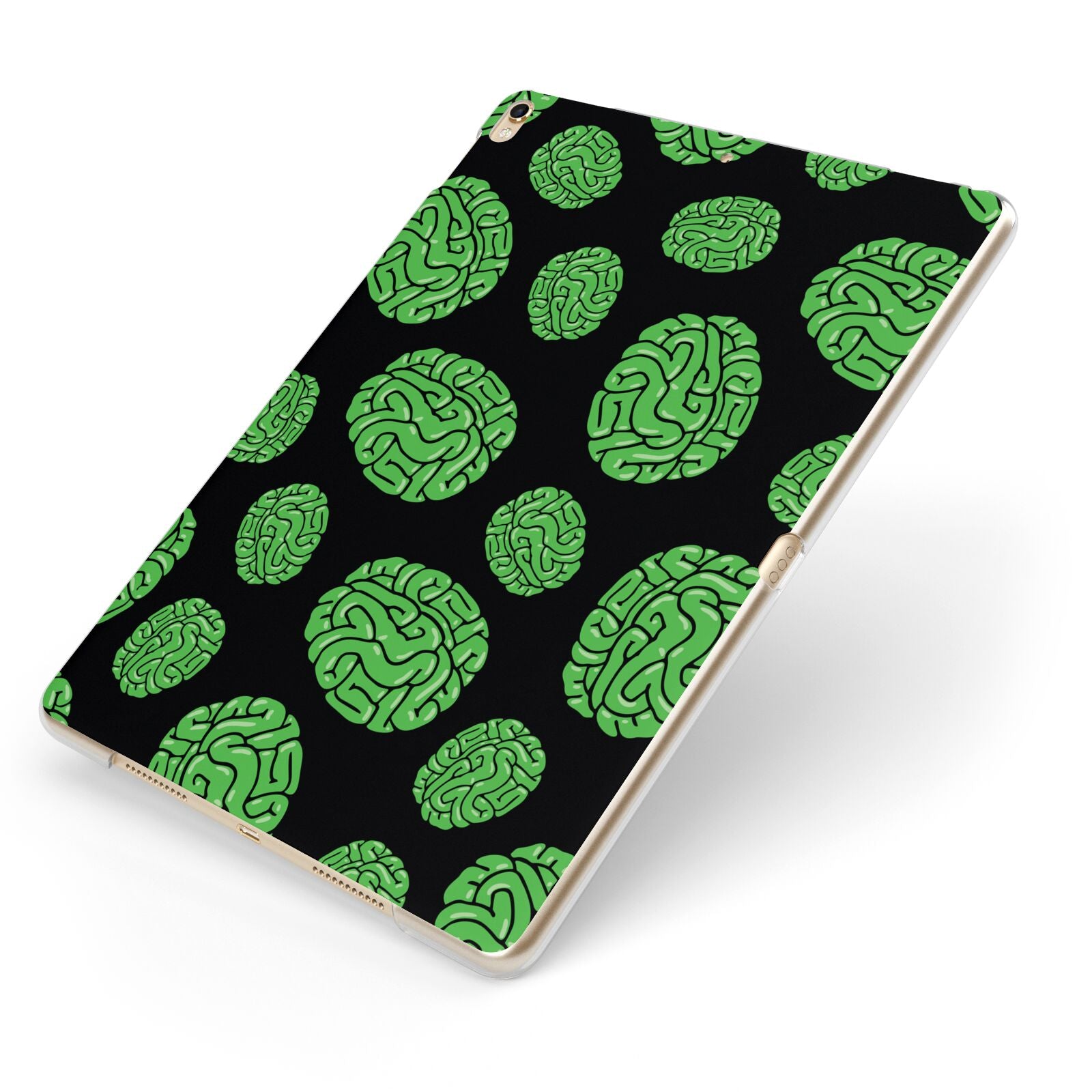 Green Brains Apple iPad Case on Gold iPad Side View