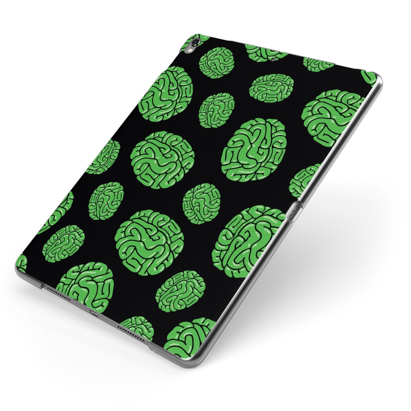 Green Brains Apple iPad Case on Grey iPad Side View