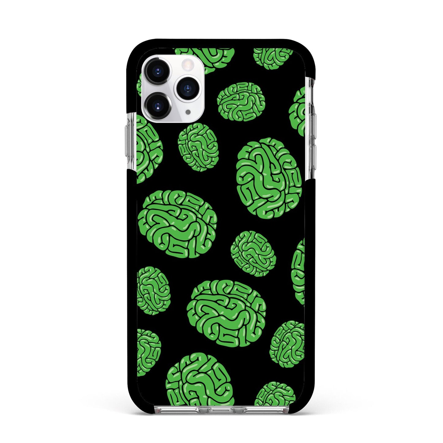 Green Brains Apple iPhone 11 Pro Max in Silver with Black Impact Case