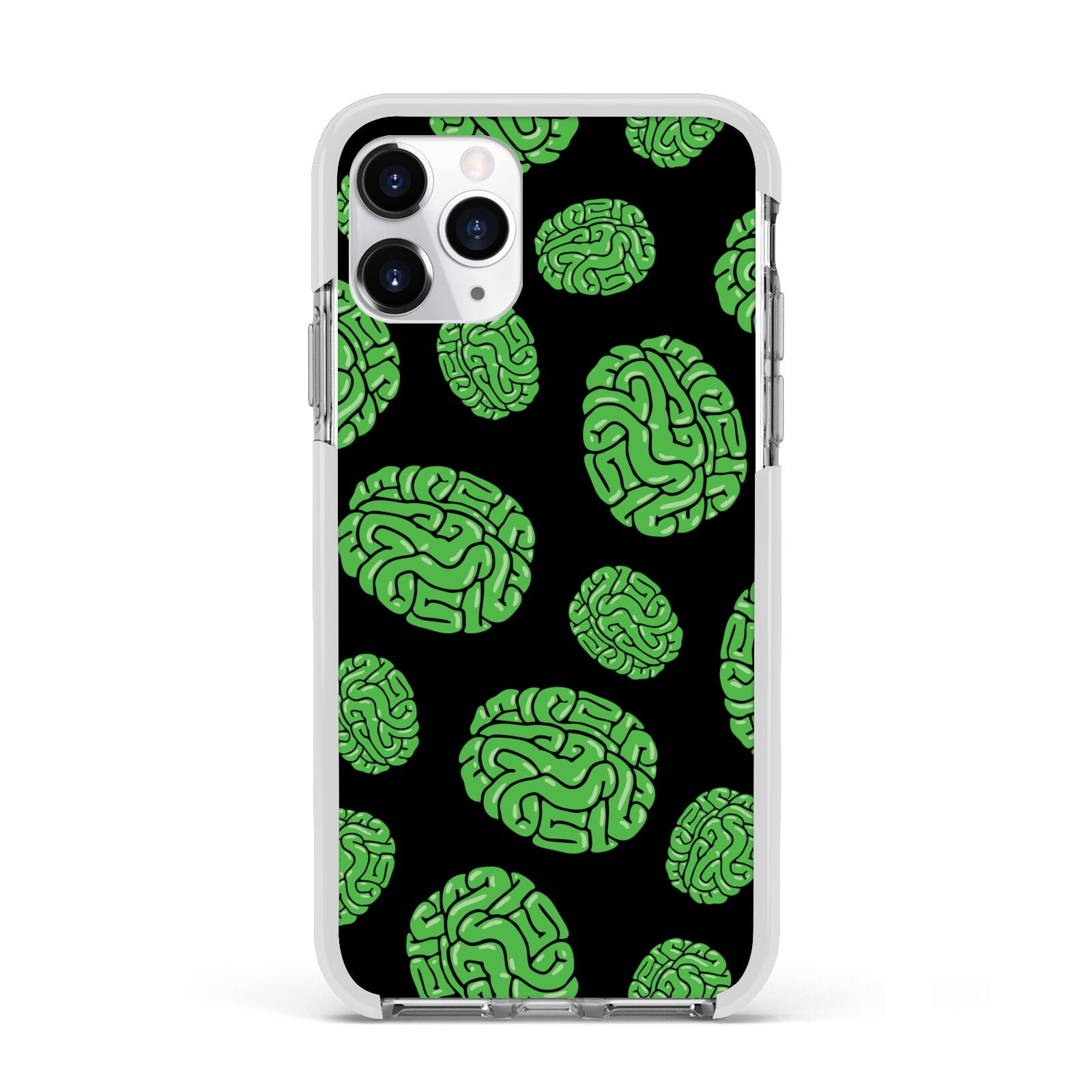 Green Brains Apple iPhone 11 Pro in Silver with White Impact Case