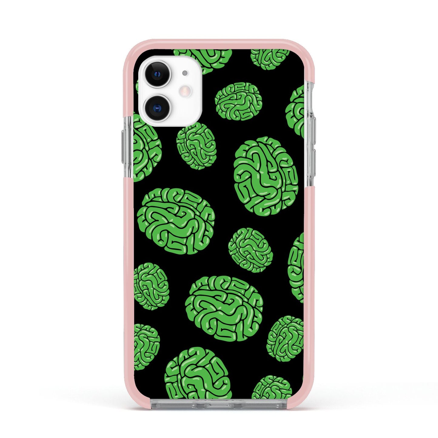 Green Brains Apple iPhone 11 in White with Pink Impact Case