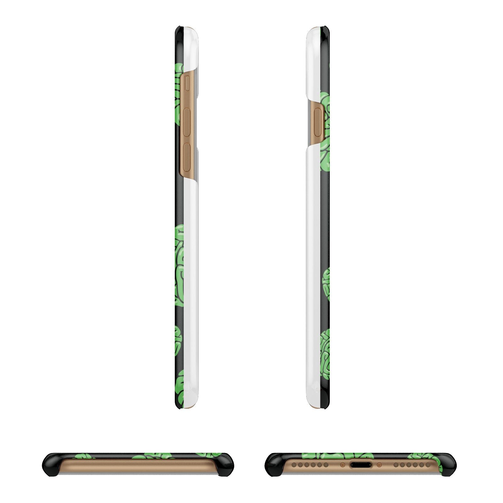 Green Brains Apple iPhone 7 8 3D Wrap Snap Case Angled Images