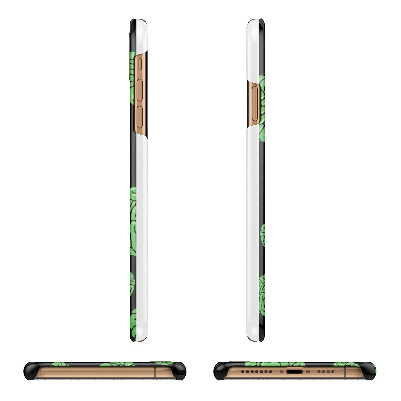 Green Brains Apple iPhone Xs Max 3D Wrap Snap Case Angled Images