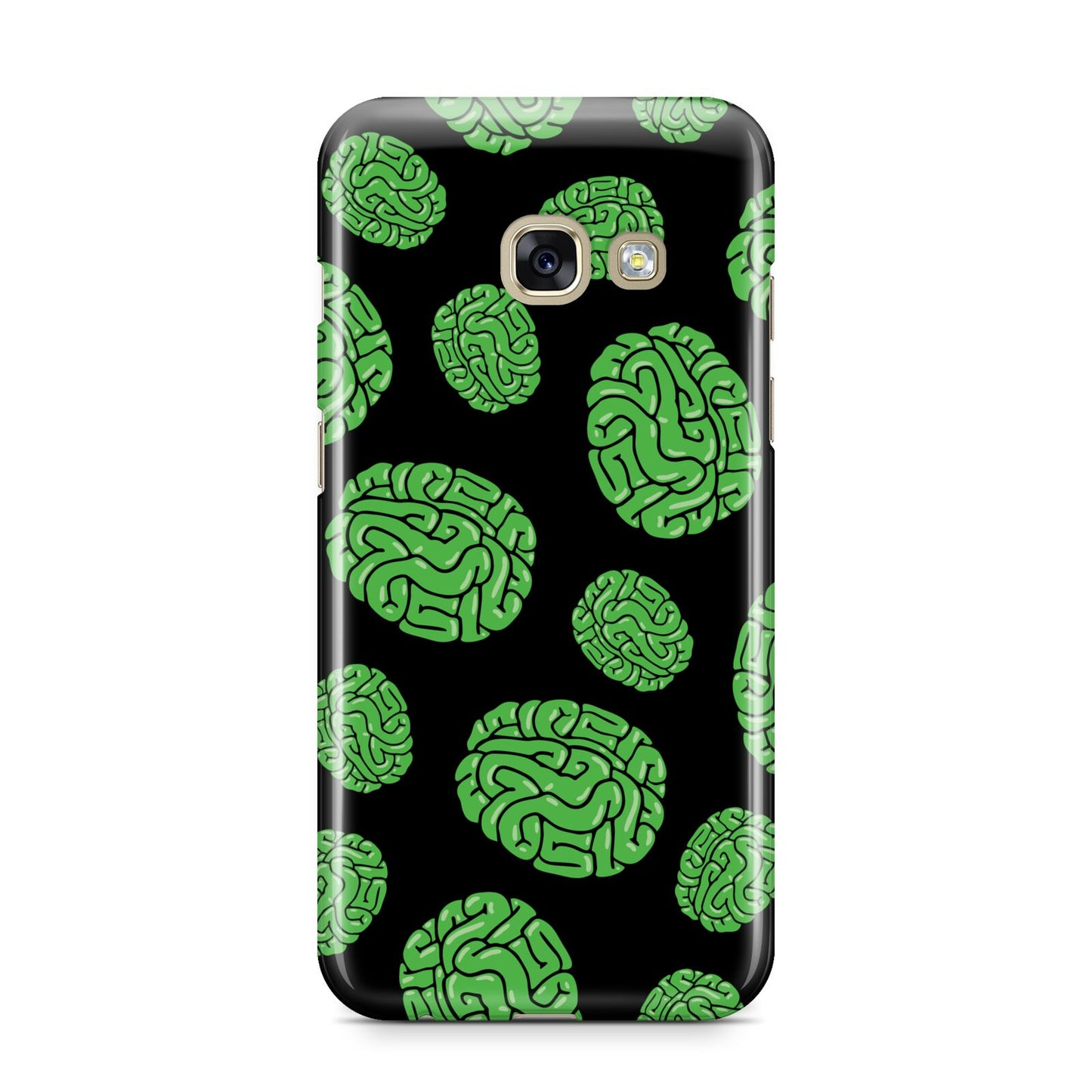 Green Brains Samsung Galaxy A3 2017 Case on gold phone
