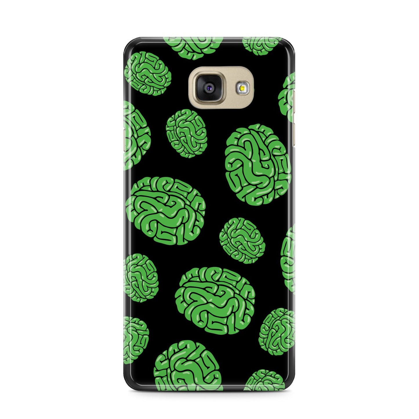 Green Brains Samsung Galaxy A7 2016 Case on gold phone