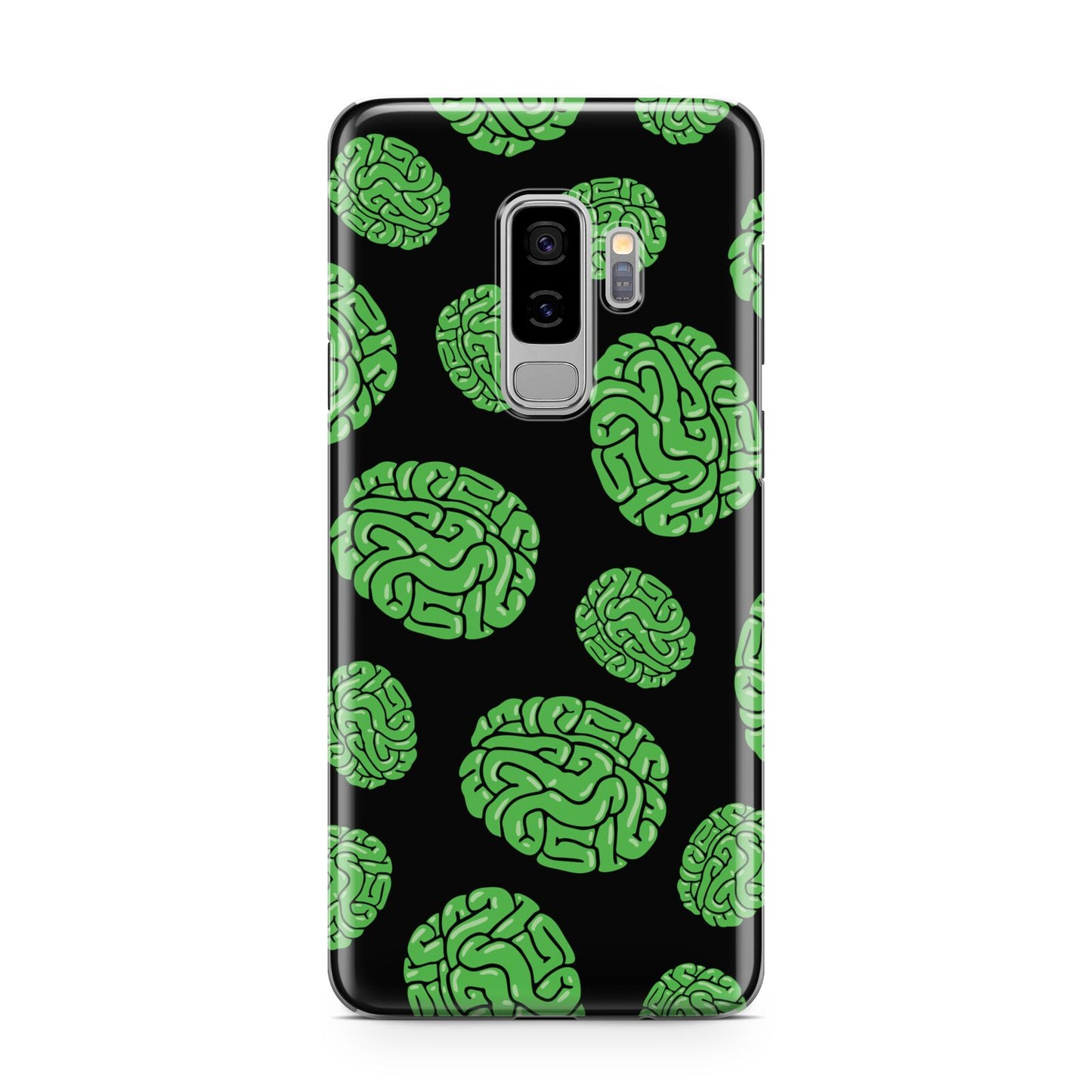 Green Brains Samsung Galaxy S9 Plus Case on Silver phone
