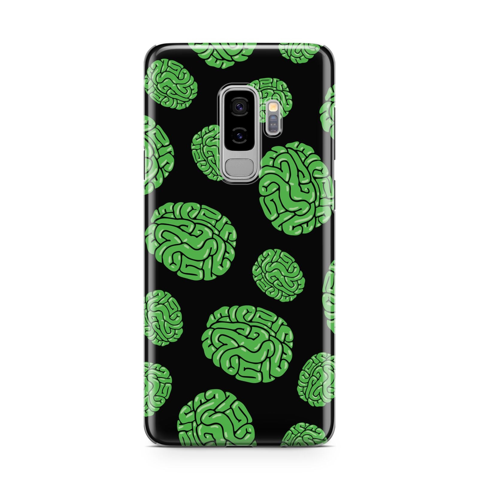 Green Brains Samsung Galaxy S9 Plus Case on Silver phone