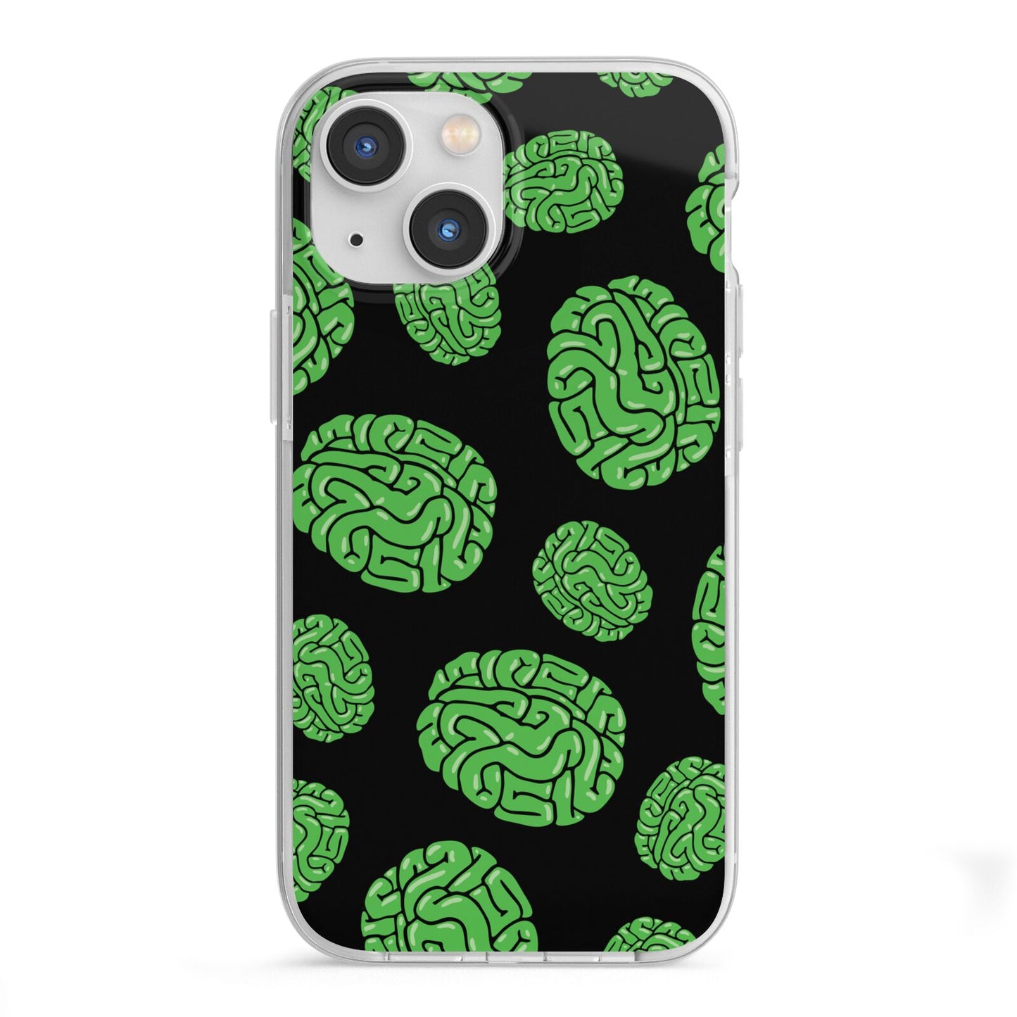 Green Brains iPhone 13 Mini TPU Impact Case with White Edges