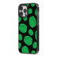 Green Brains iPhone 13 Pro Max Black Impact Case Side Angle on Silver phone