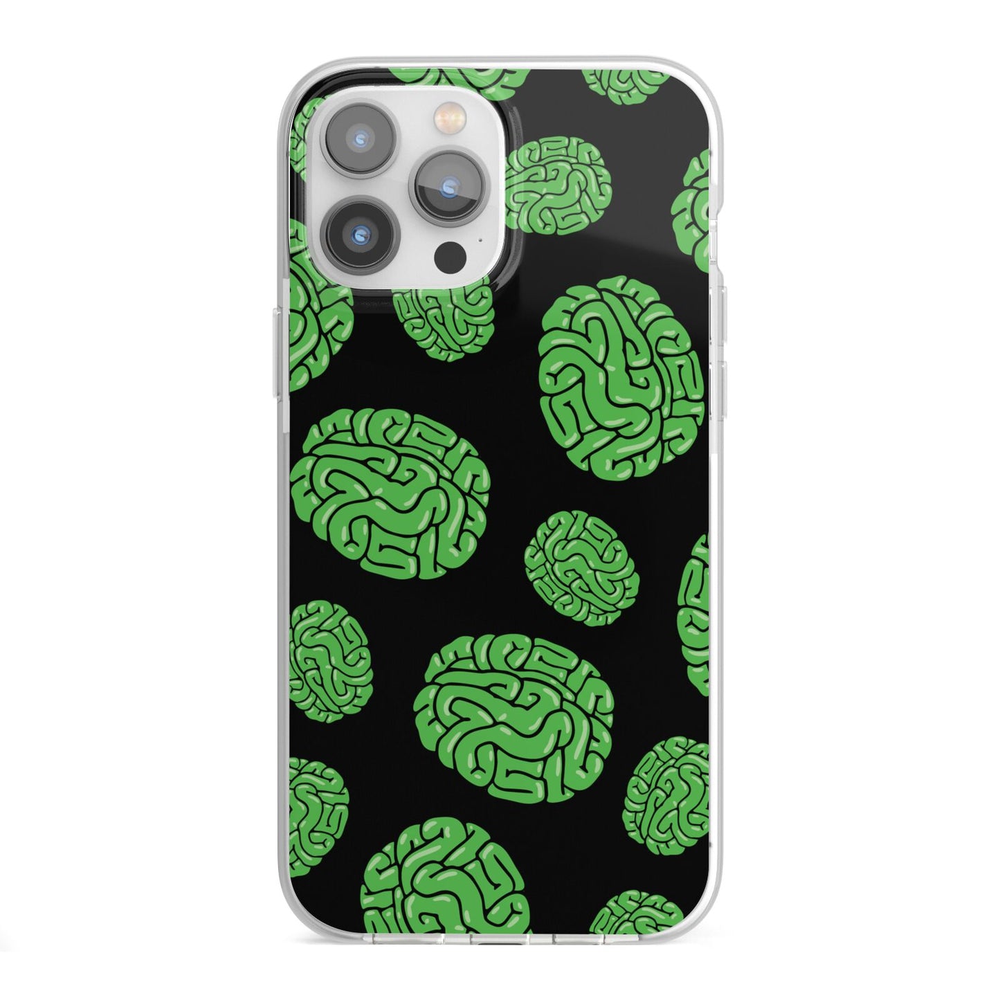 Green Brains iPhone 13 Pro Max TPU Impact Case with White Edges