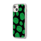 Green Brains iPhone 14 Plus Clear Tough Case Starlight Angled Image