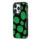Green Brains iPhone 14 Pro Black Impact Case Side Angle on Silver phone