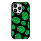 Green Brains iPhone 14 Pro Black Impact Case on Silver phone
