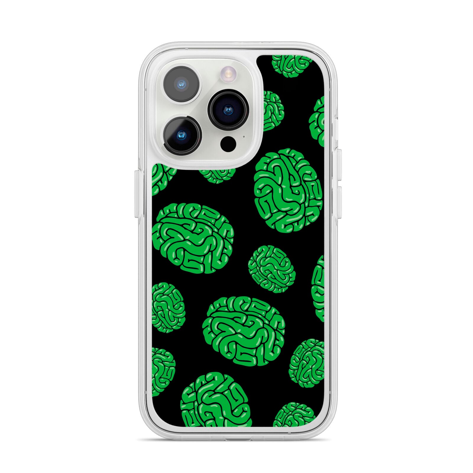 Green Brains iPhone 14 Pro Clear Tough Case Silver