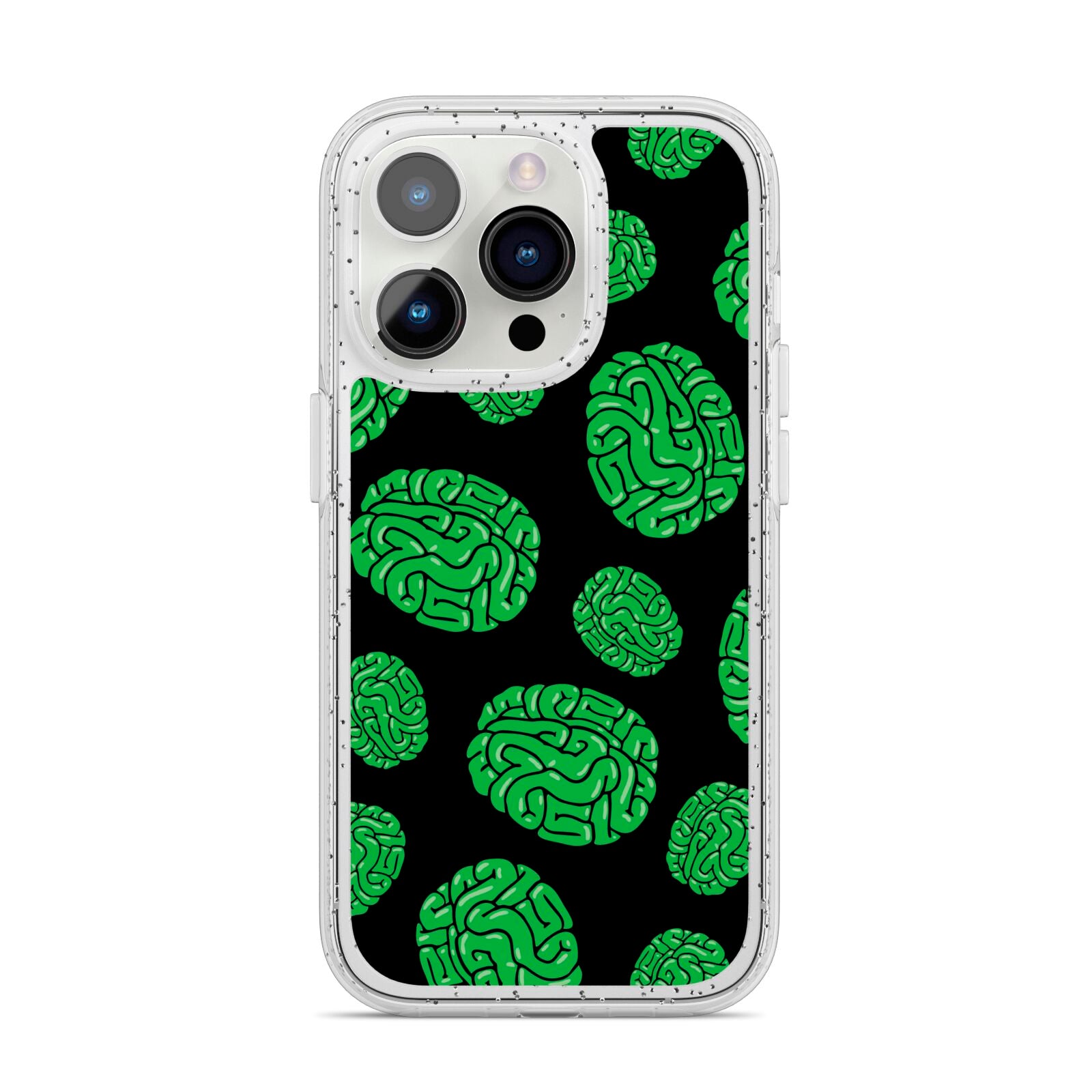 Green Brains iPhone 14 Pro Glitter Tough Case Silver