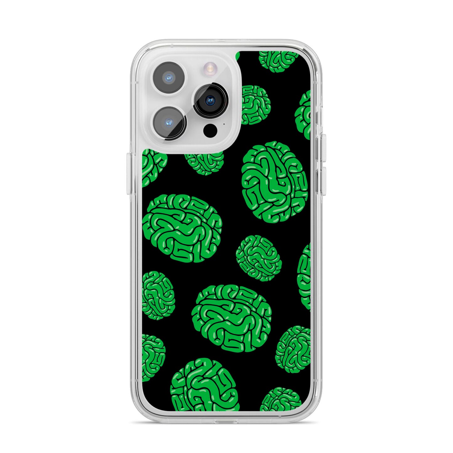 Green Brains iPhone 14 Pro Max Clear Tough Case Silver