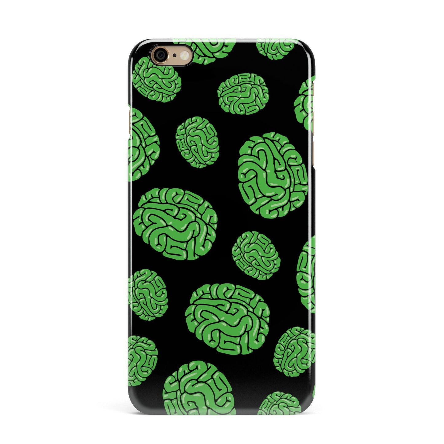 Green Brains iPhone 6 Plus 3D Snap Case on Gold Phone
