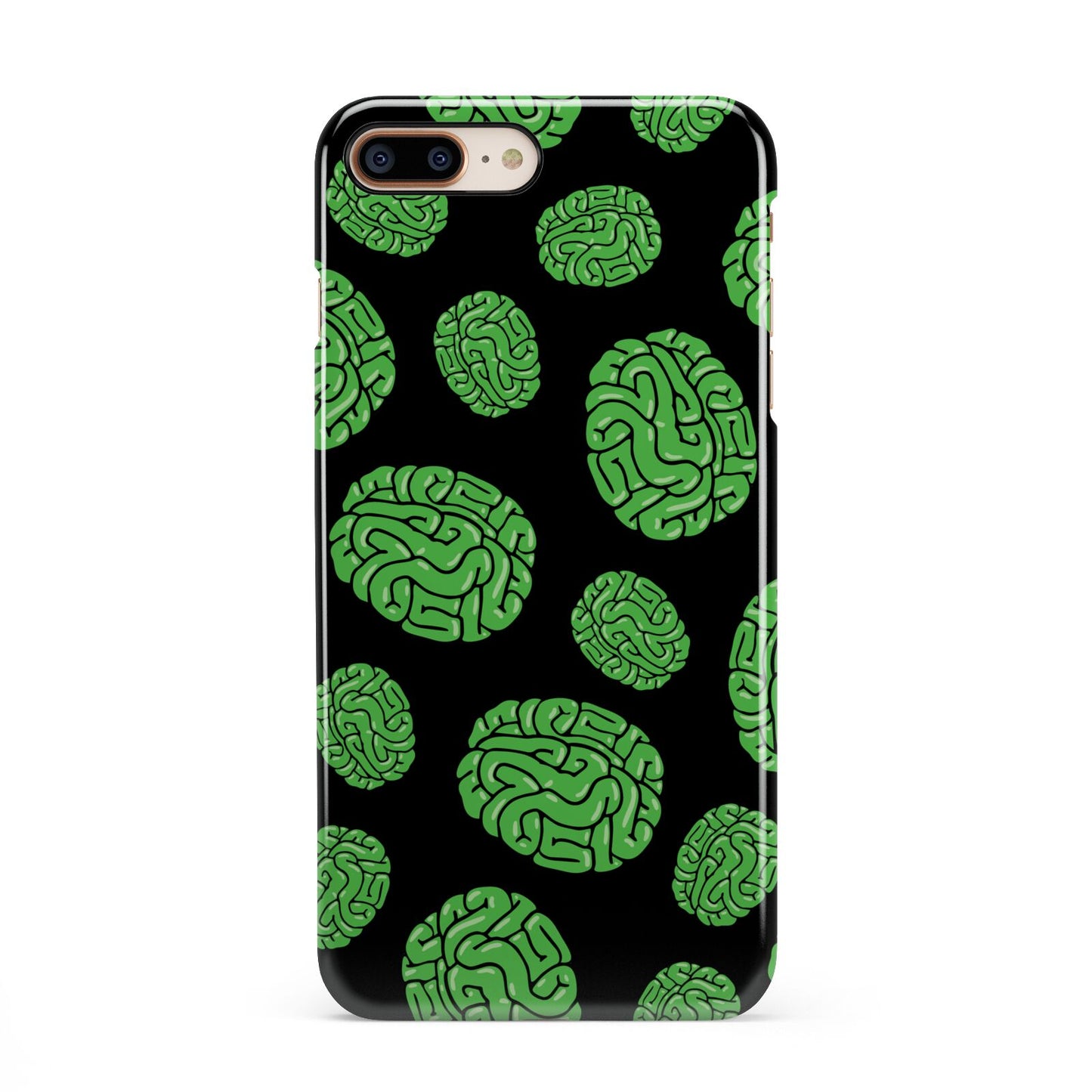Green Brains iPhone 8 Plus 3D Snap Case on Gold Phone