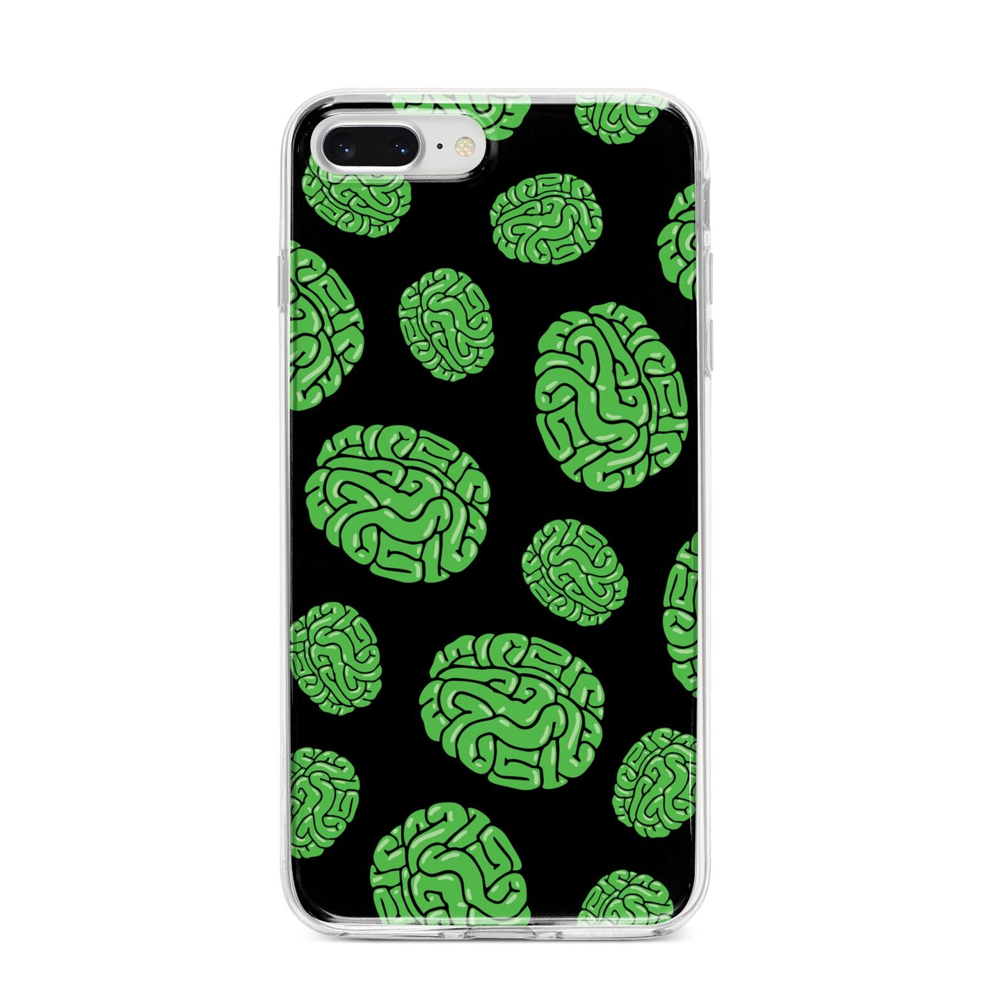 Green Brains iPhone 8 Plus Bumper Case on Silver iPhone