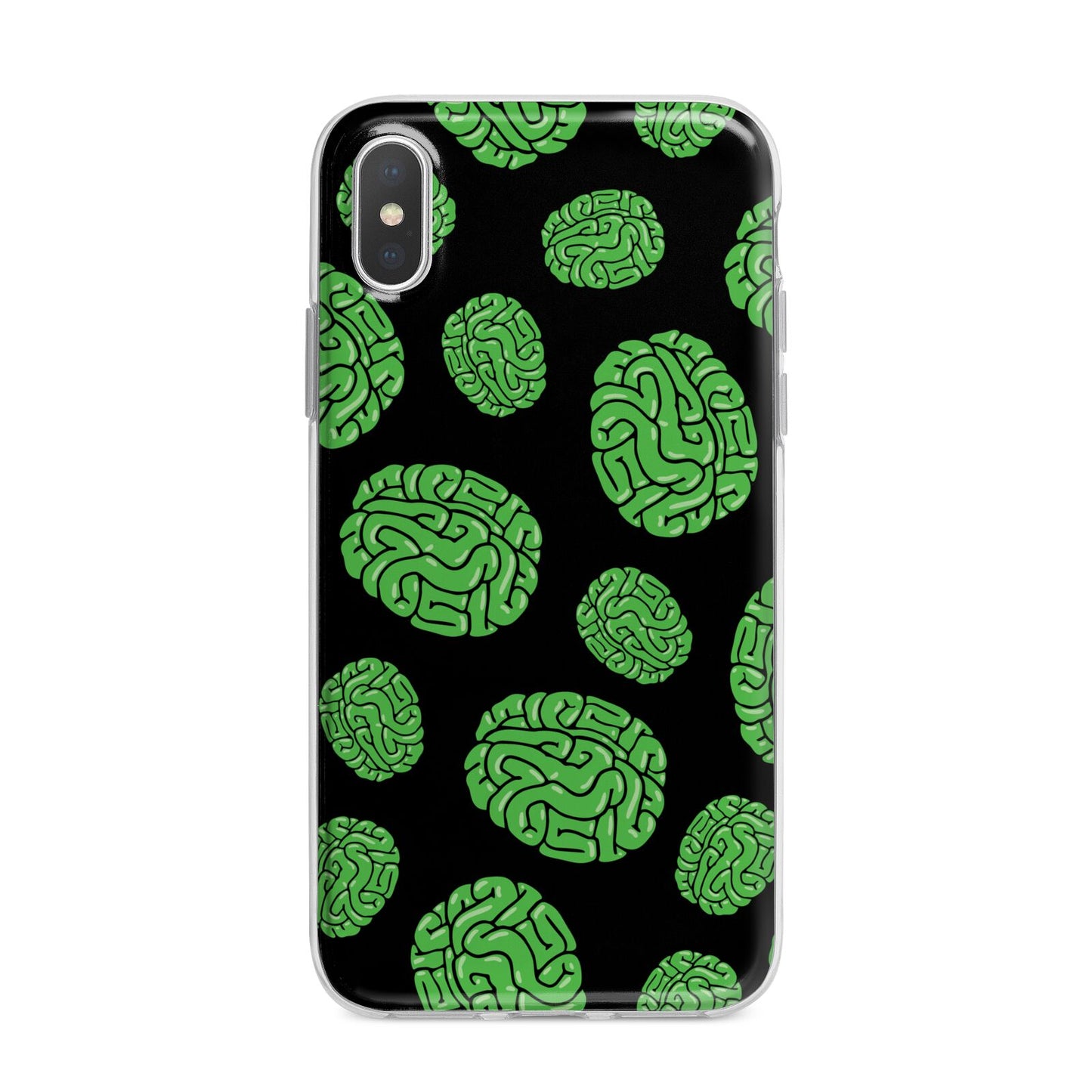 Green Brains iPhone X Bumper Case on Silver iPhone Alternative Image 1
