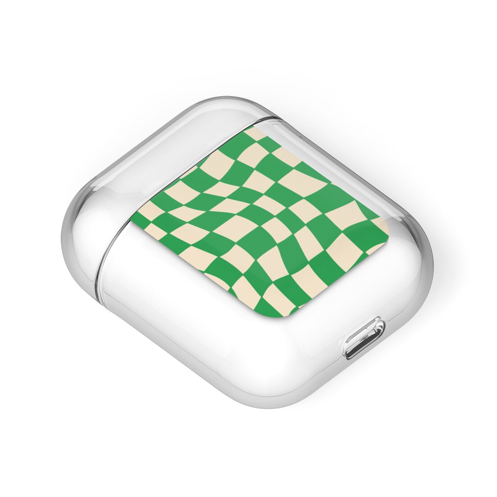 Green Check AirPods Case Laid Flat