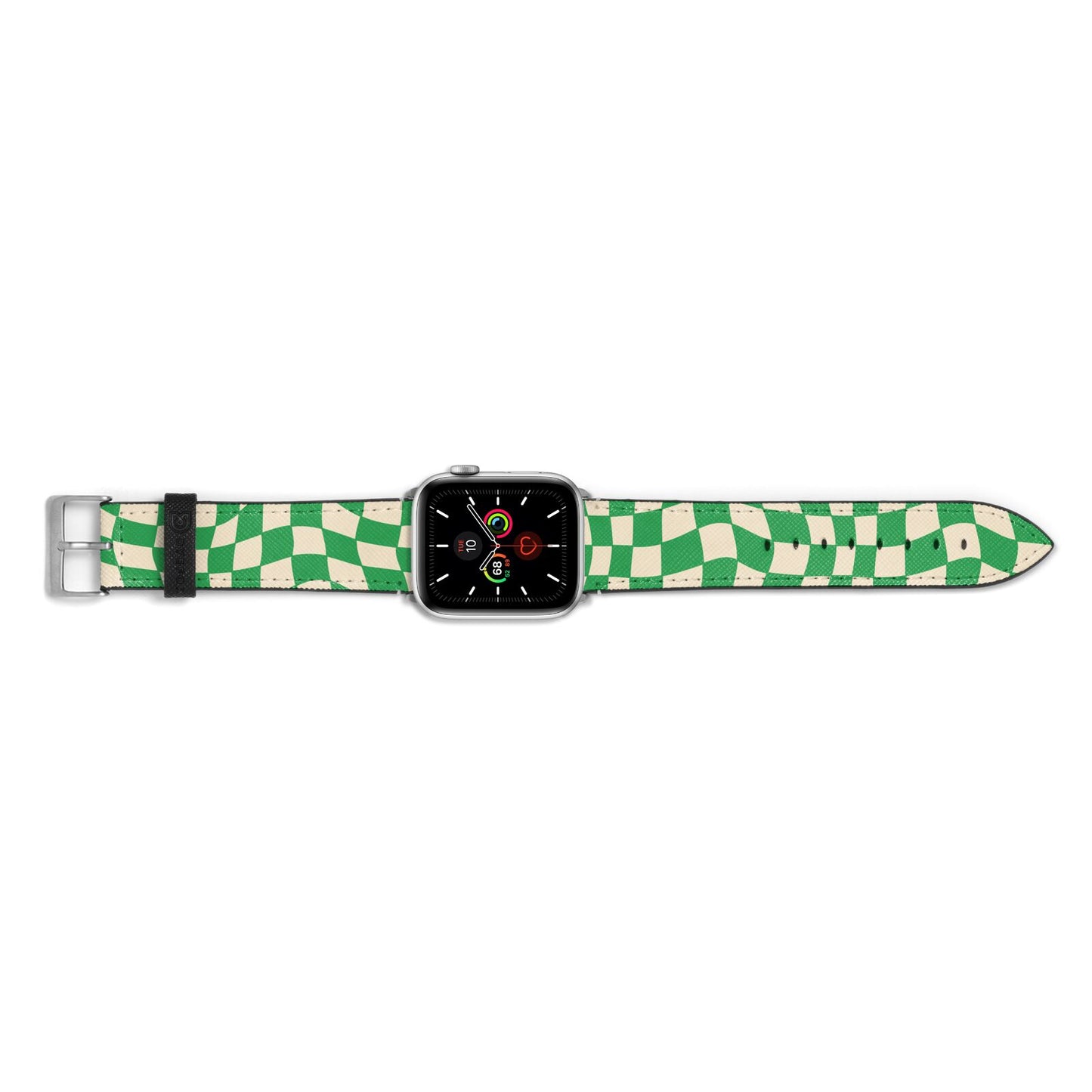 Green Check Apple Watch Strap Landscape Image Silver Hardware