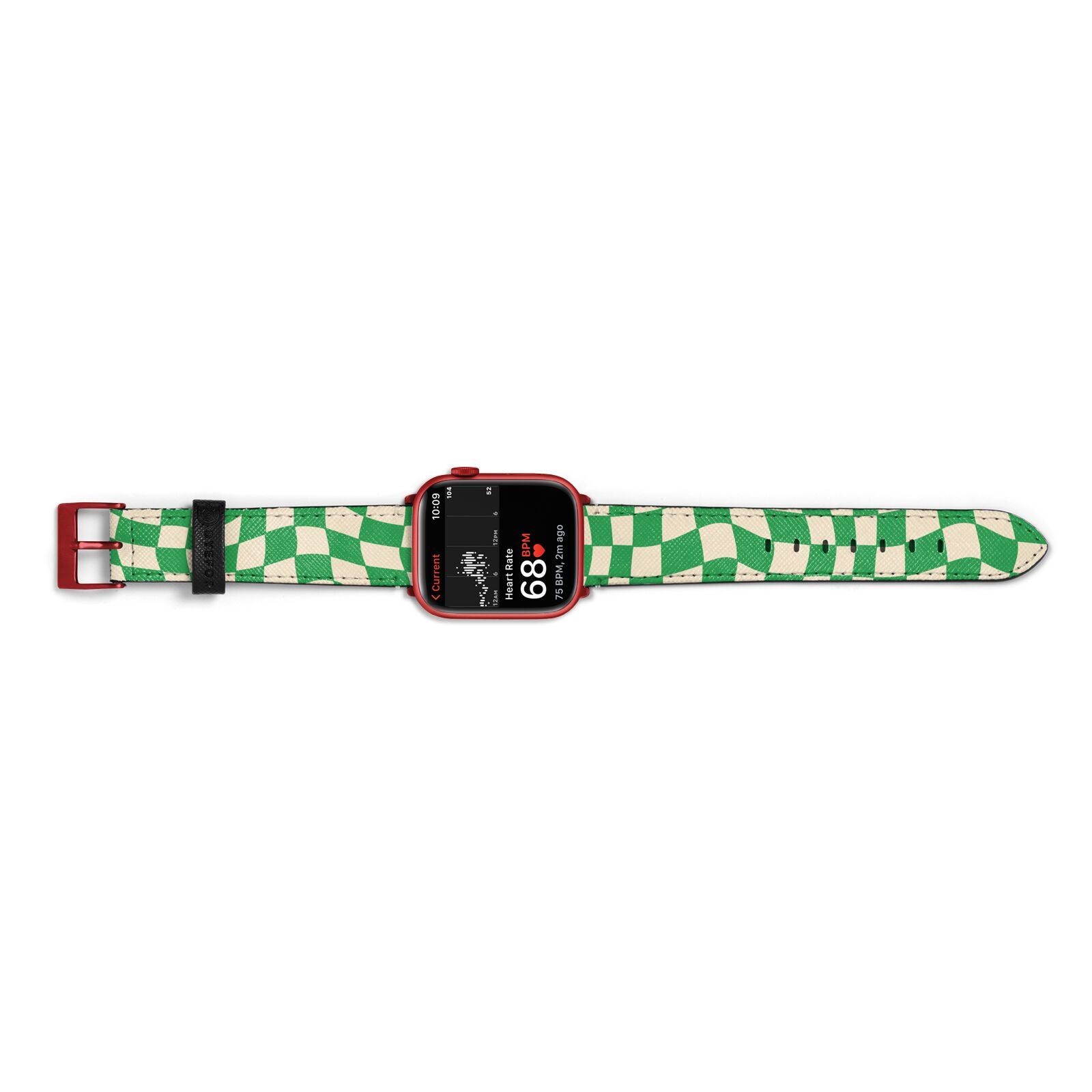 Green Check Apple Watch Strap Size 38mm Landscape Image Red Hardware