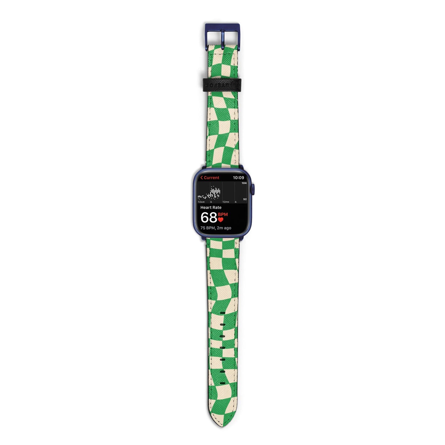 Green Check Apple Watch Strap Size 38mm with Blue Hardware