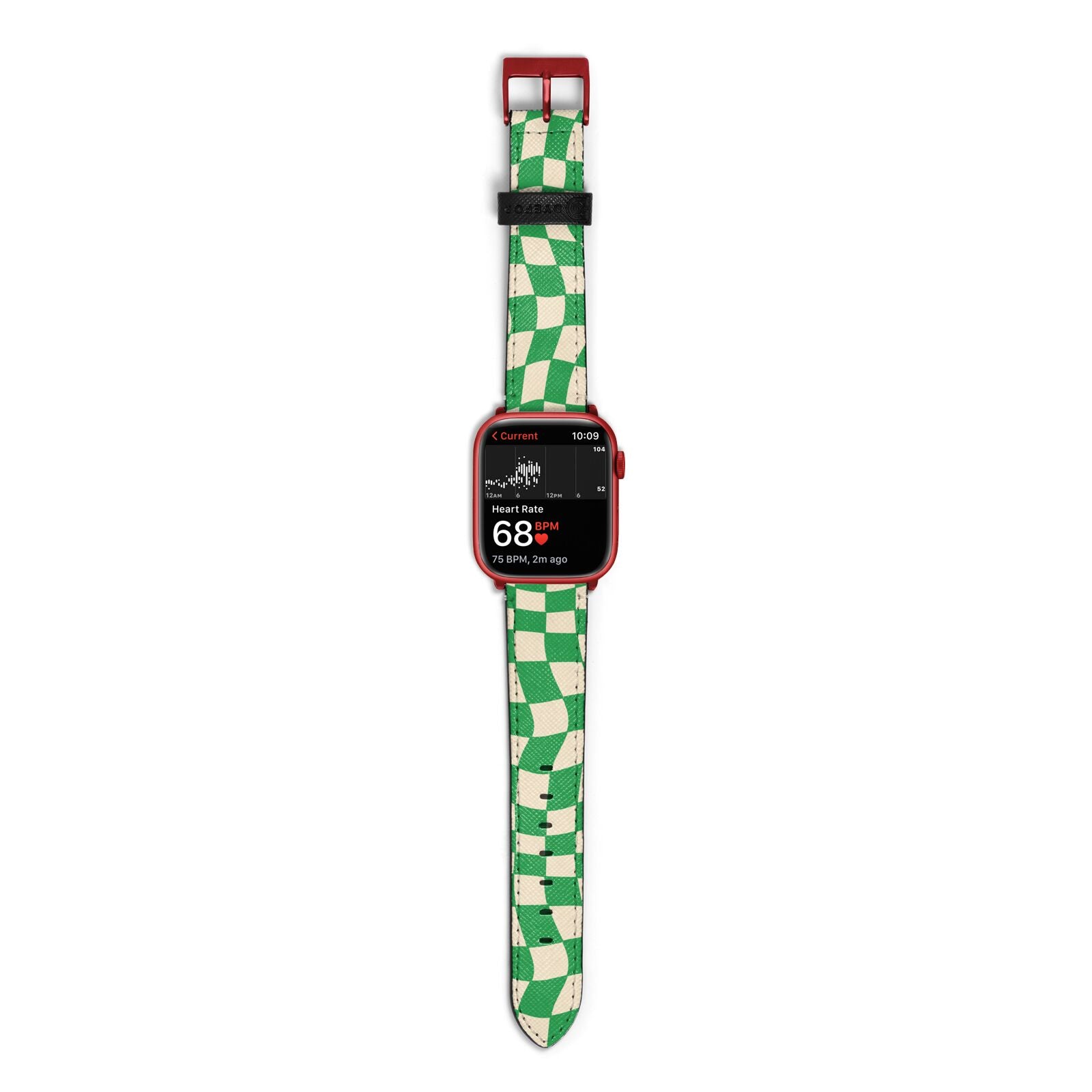Green Check Apple Watch Strap Size 38mm with Red Hardware